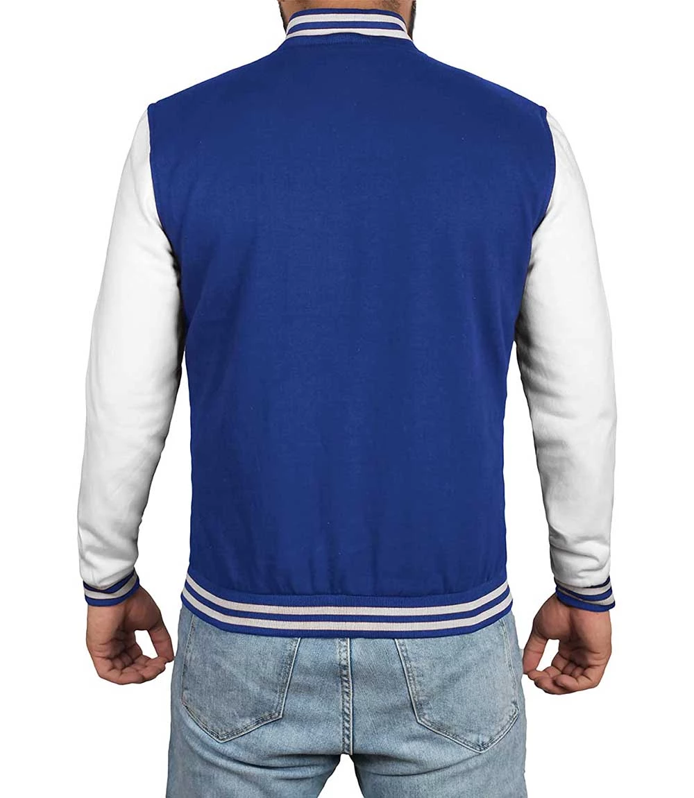 Men's Royal Blue & White Varsity Jacket - Classic Baseball Style