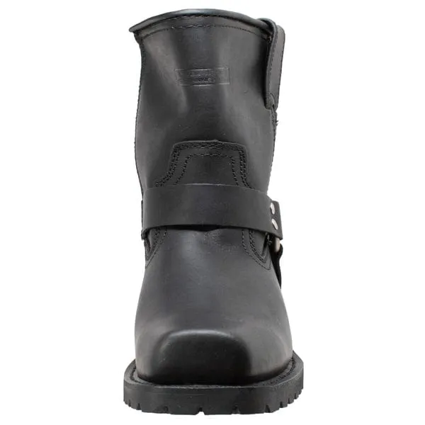 Men's 7 YKK Black Harness Motorcycle Riding Boots with Zipper