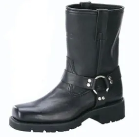 Men's 7 YKK Black Harness Motorcycle Riding Boots with Zipper