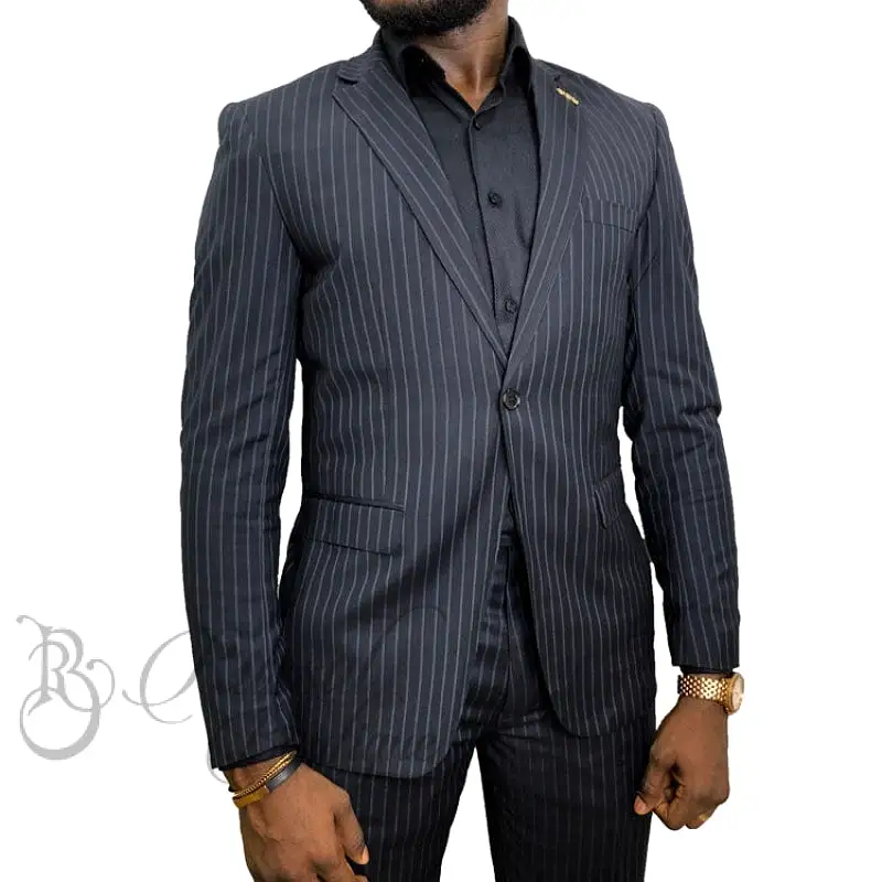 Men's Stripped business Suit | Black