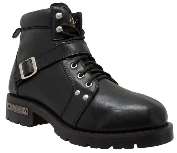 Men's YKK Zipper Biker Boots-BLACK