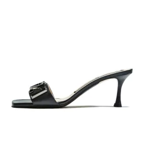 MULES IN PELLE CON LOGO Donna Black