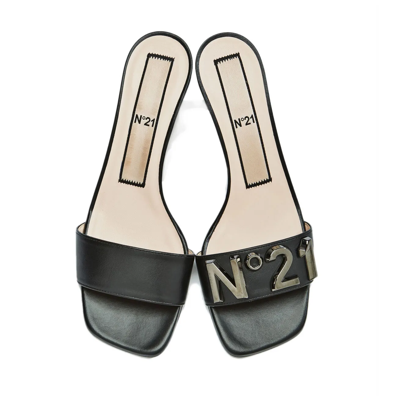 MULES IN PELLE CON LOGO Donna Black