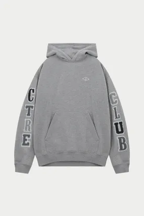 MULTIBADGE CHENILLE RELAXED HOODIE - GREY