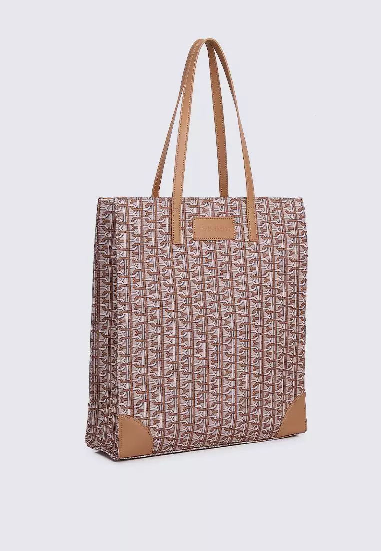 My Ballerine My Ballerine Melitta Printed Tote Bag In Almond