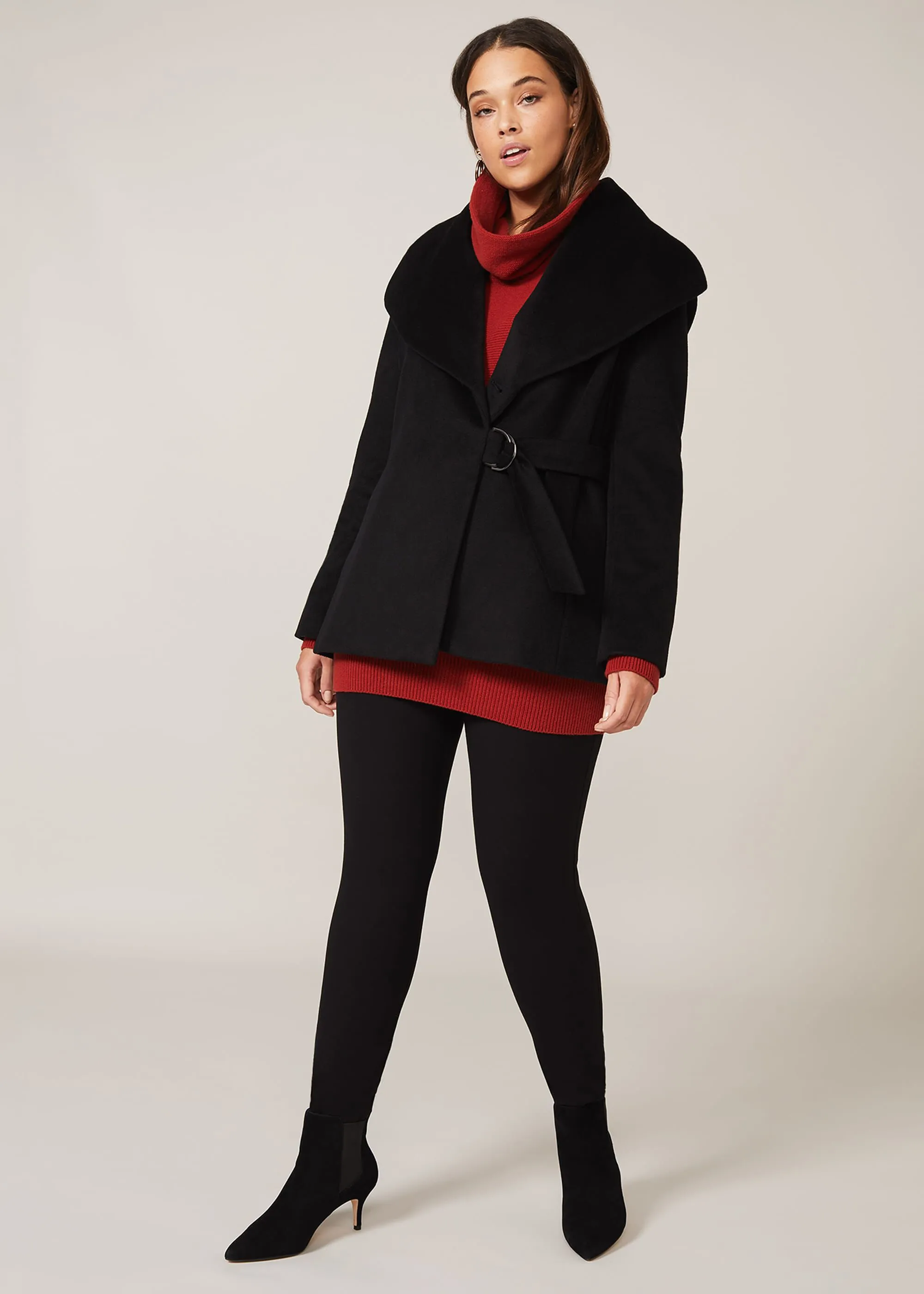 Nicci Short Belted Wool Coat