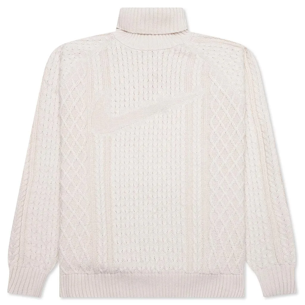 Nike Life Cable Knit Turtleneck Sweater - Light Bone