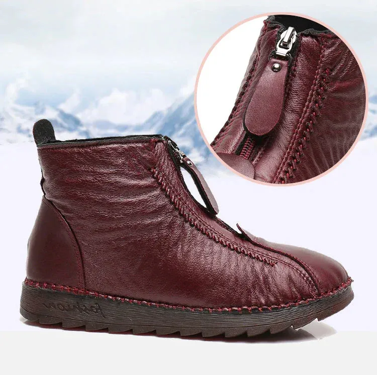 Non-slip genuine leather ankle boots: elegance and safety for everyday wear