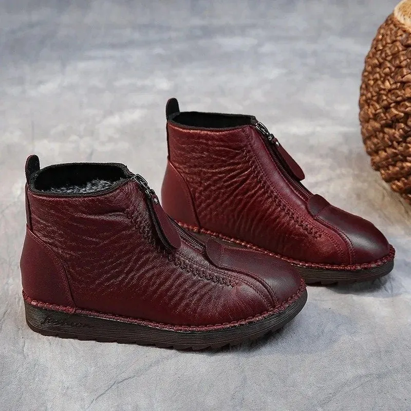 Non-slip genuine leather ankle boots: elegance and safety for everyday wear