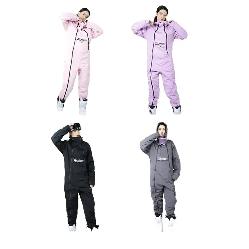 One-Piece Ski Jumpsuit Cold-Proof Men's and Women's Outdoor Waterproof Windproof Snowboarding Suit