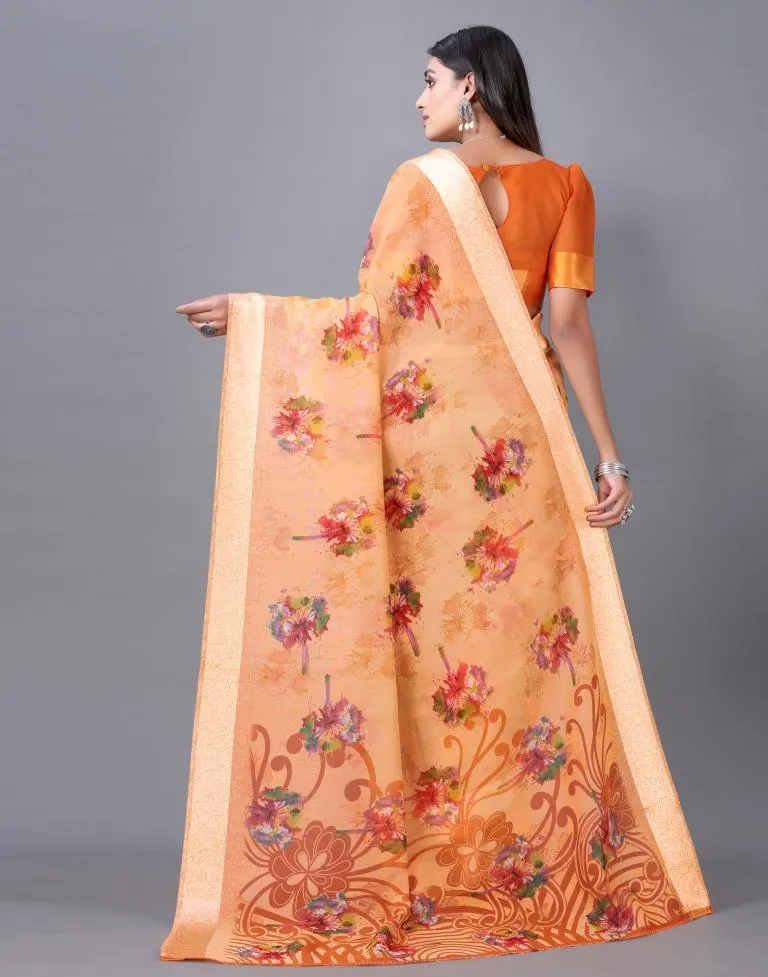 Orange Cotton Saree