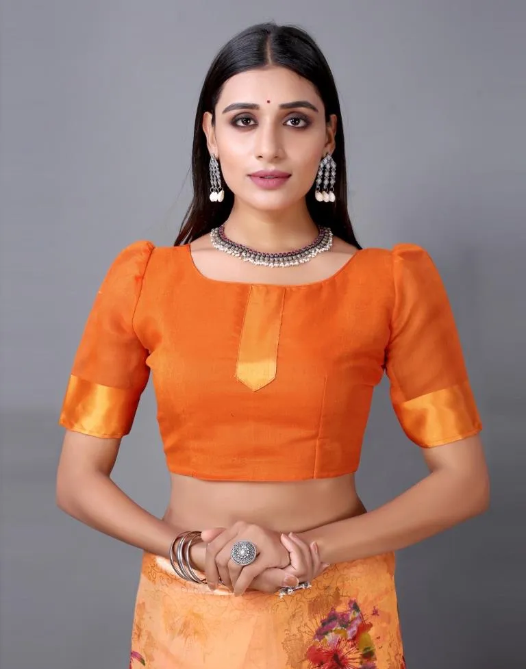 Orange Cotton Saree