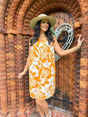 Orange Floral Sleeveless Tunic Dress Jade