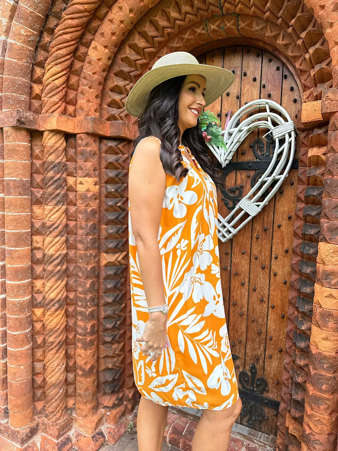 Orange Floral Sleeveless Tunic Dress Jade