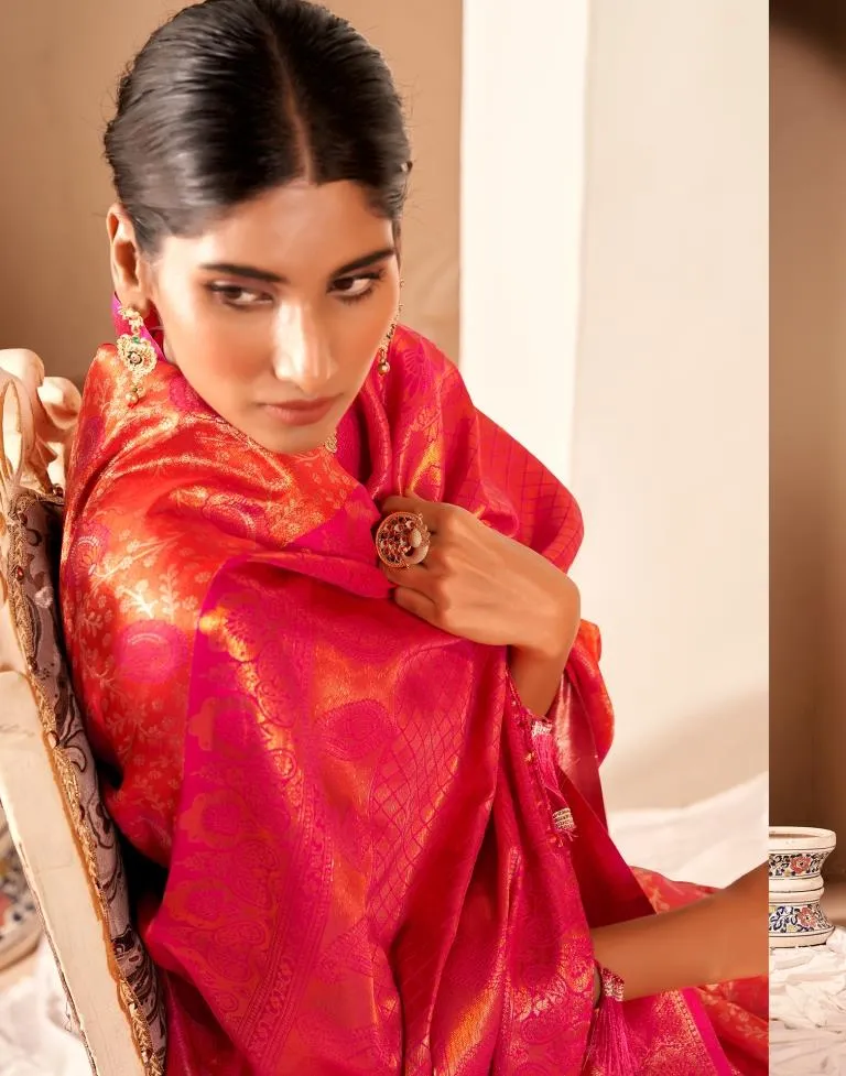 Orange Silk Woven Sarees