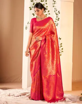 Orange Silk Woven Sarees