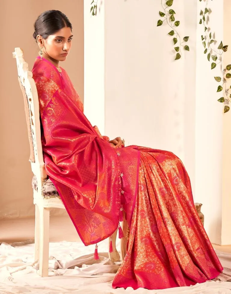 Orange Silk Woven Sarees