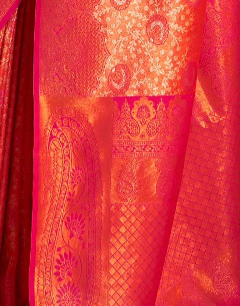 Orange Silk Woven Sarees