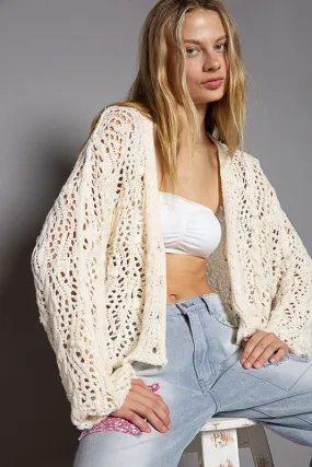 Oversize V-Neck Open Weaving Cardigan