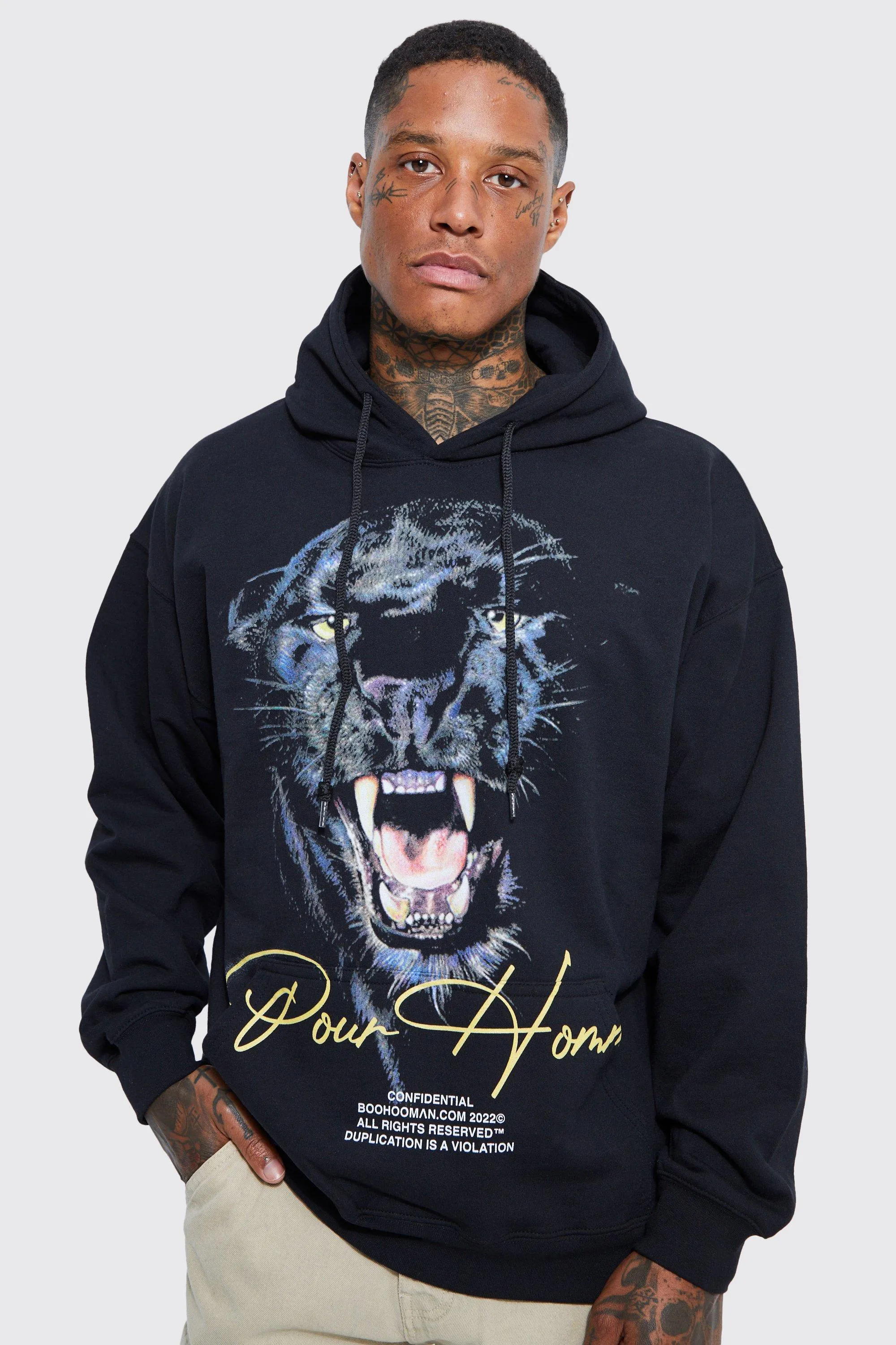 Oversized Leopard Graphic Hoodie