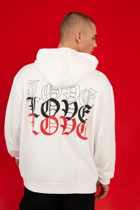 Oversized Love Text Print Hoodie