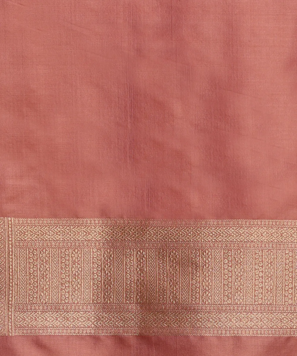 Peach Handloom Pure Katan Silk Kimkhab Banarasi Saree