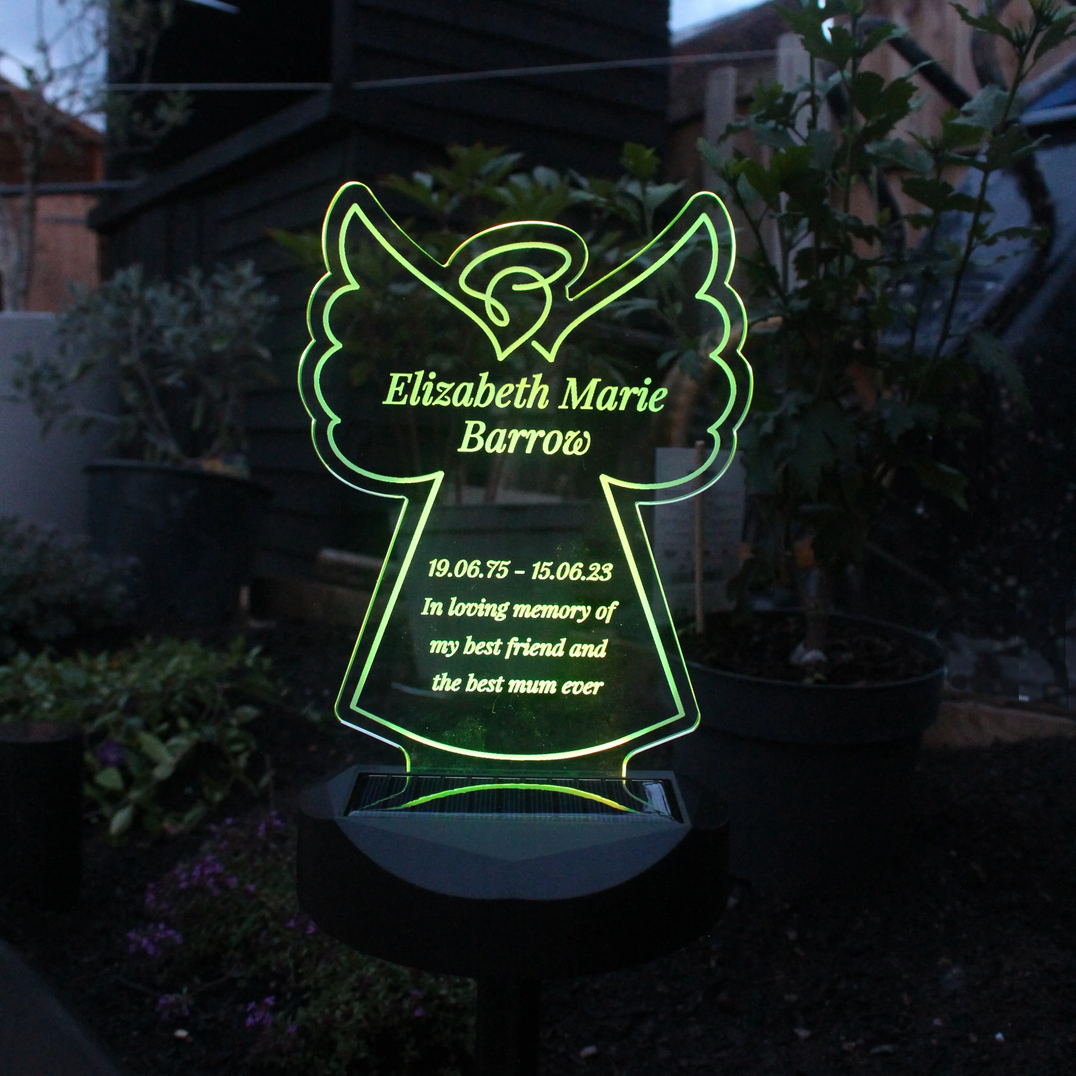 Personalised Angel Memorial Outdoor Solar Light