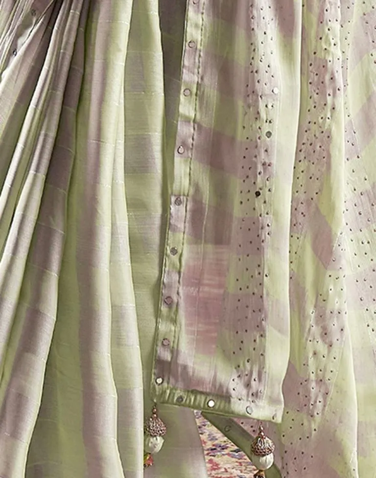 Pista Green Chiffon Plain Sarees