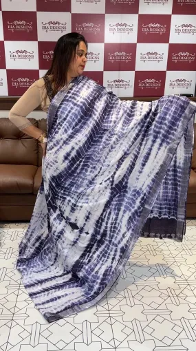 PRINTED SEMI LINEN  SAREE - IHA 14769