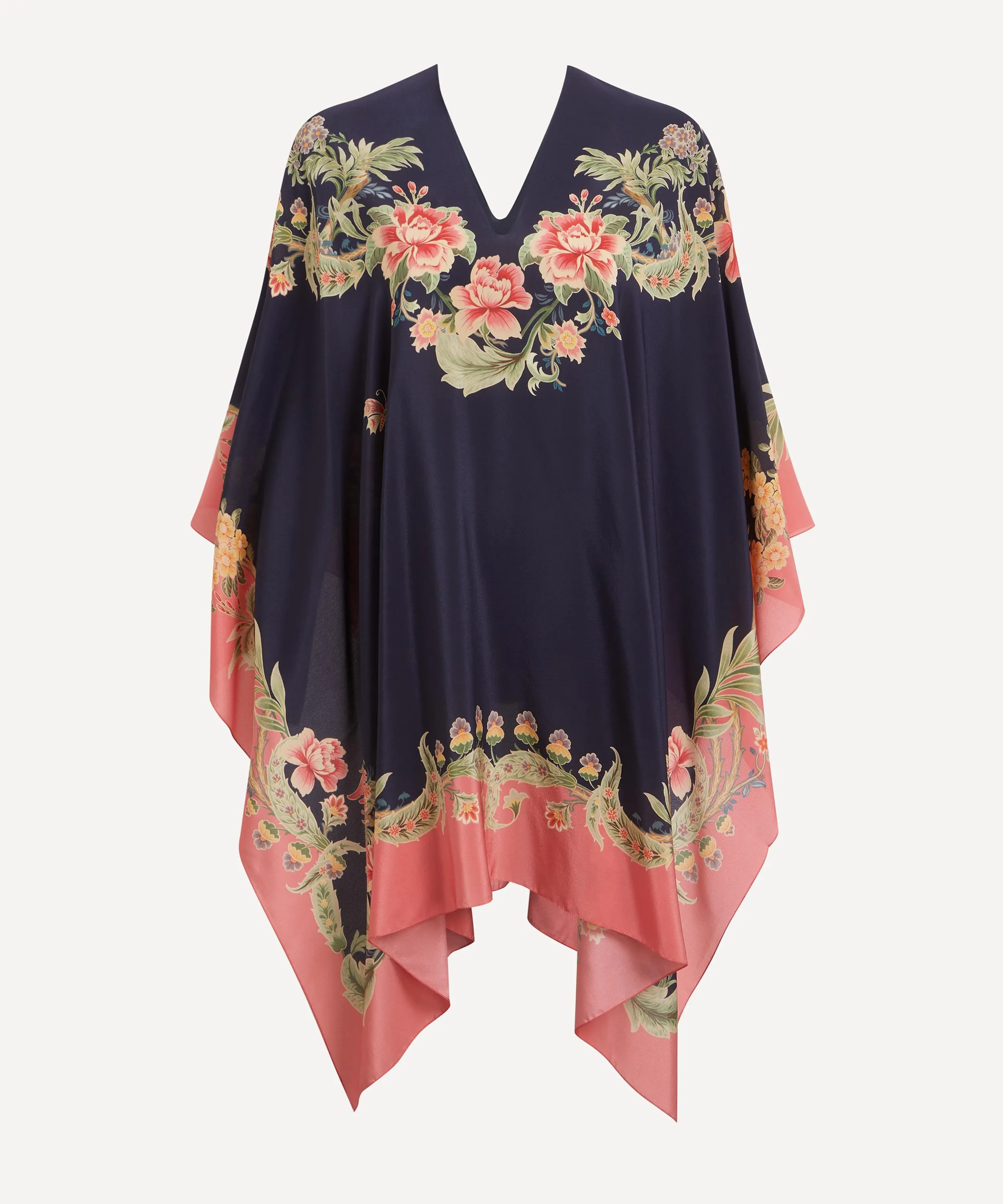 Printed Silk Poncho