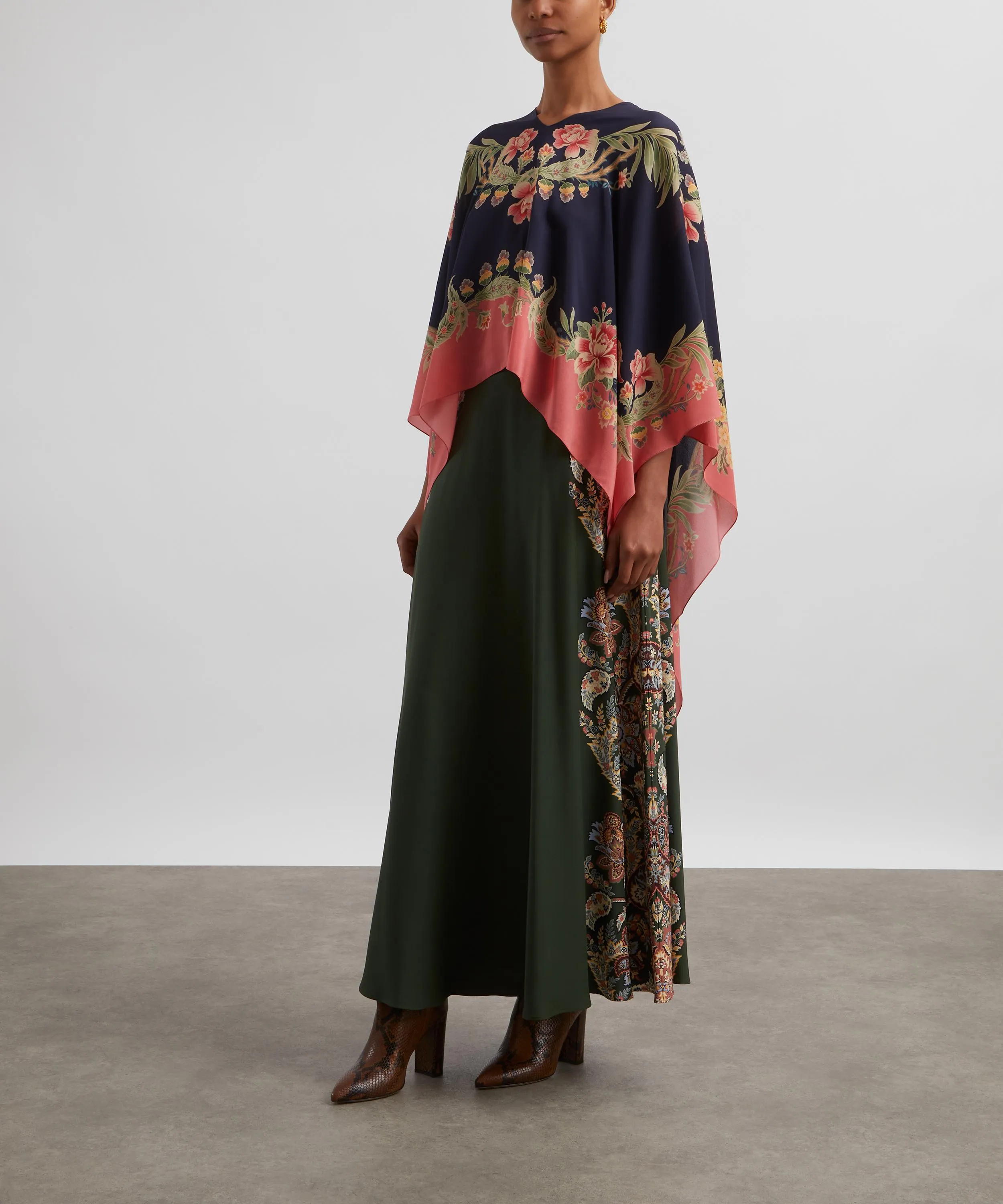 Printed Silk Poncho