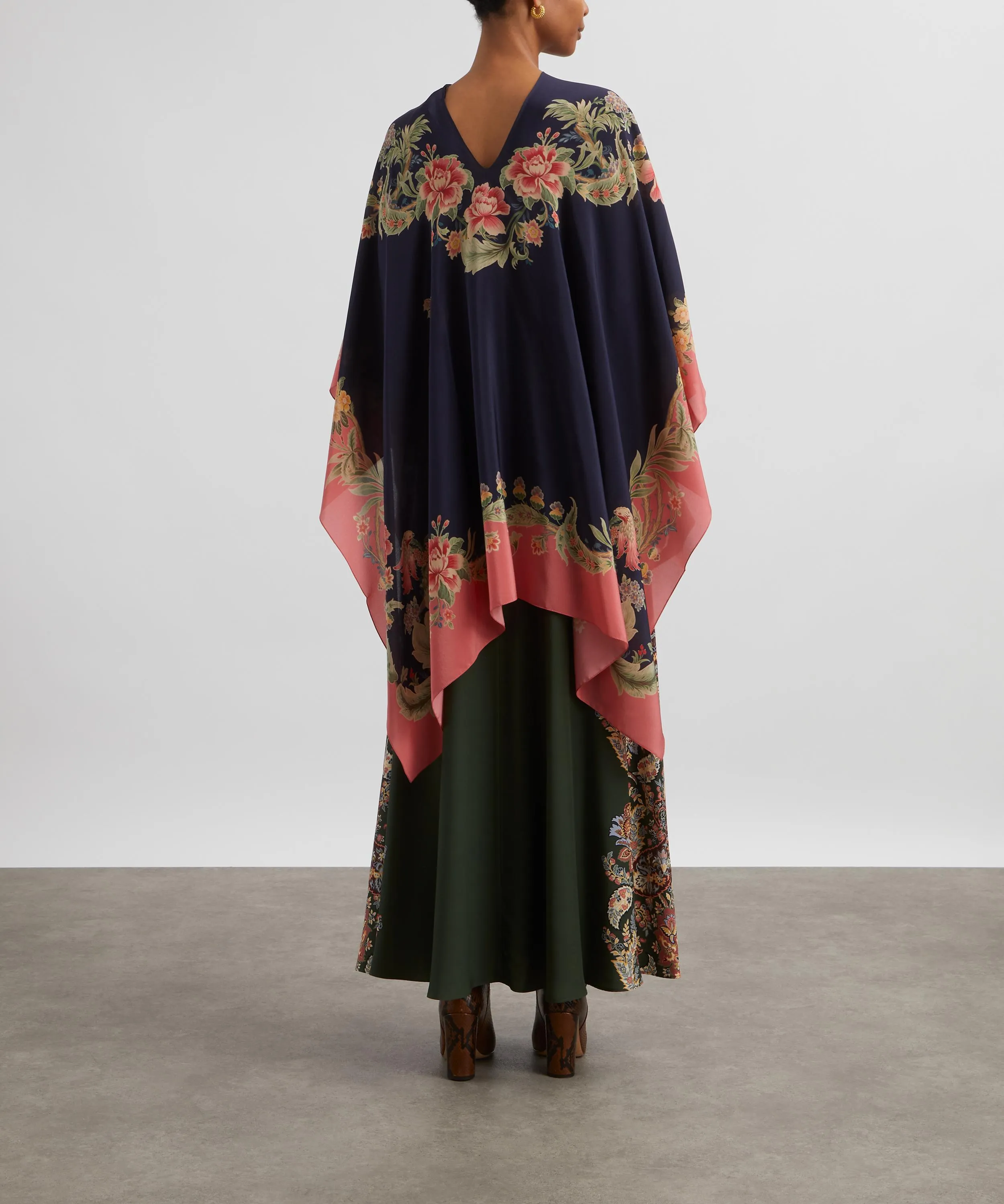 Printed Silk Poncho