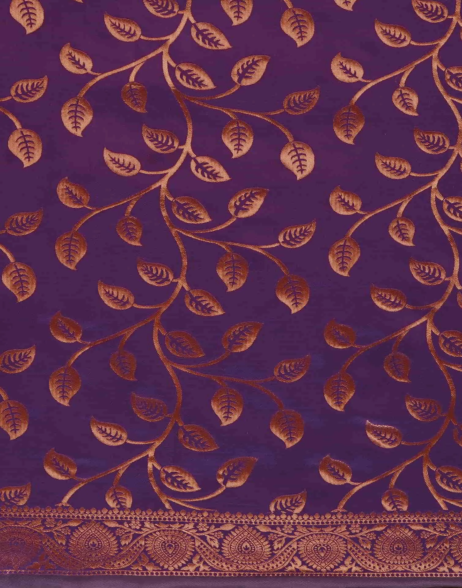 Purple Banarasi Silk Woven Saree With Tassels