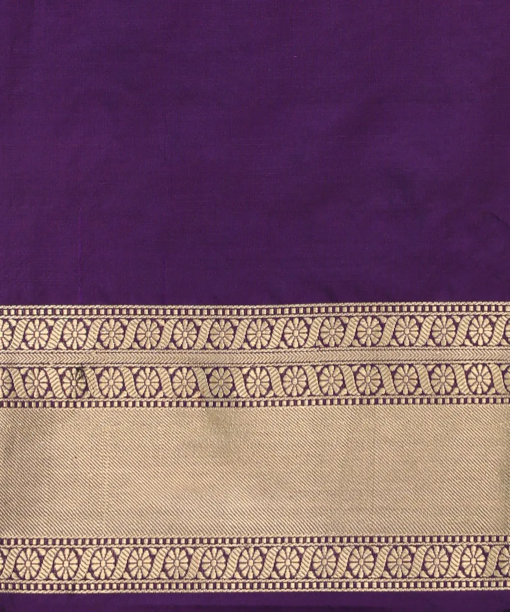 Purple Handloom Pure Katan Silk Antique Zari Kimkhab Banarasi Saree