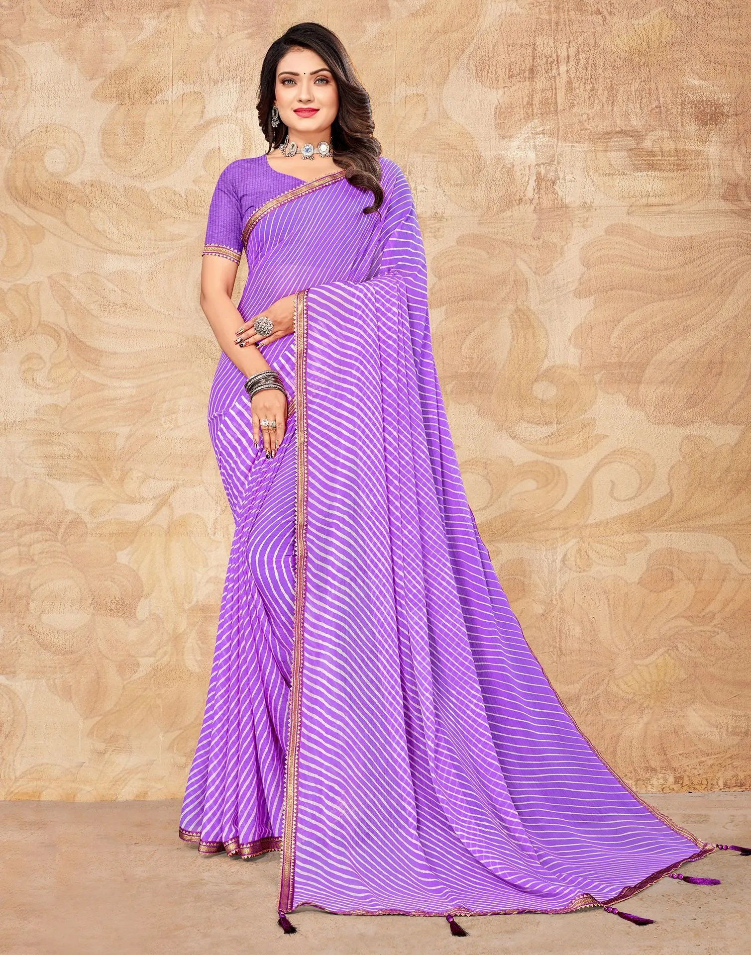 Purple Printed Saree