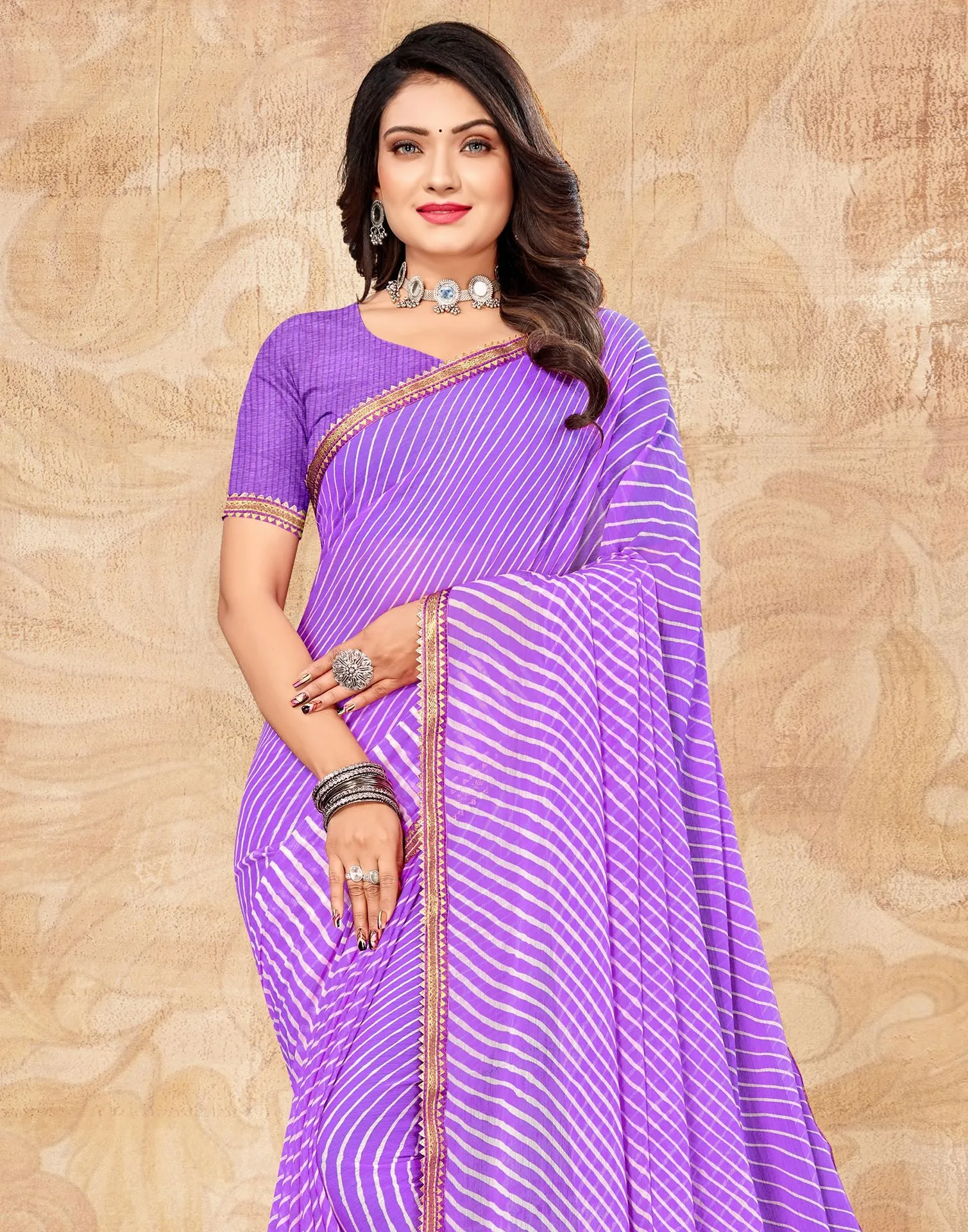 Purple Printed Saree