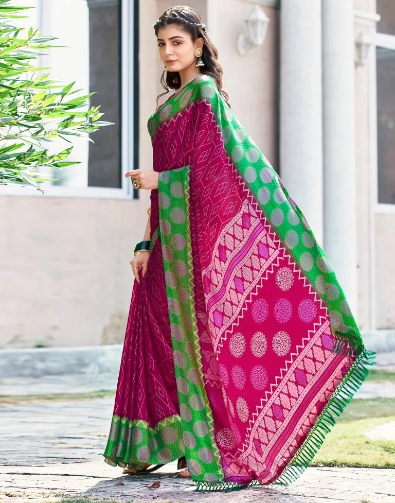 Rani Pink Cotton Printed Sarees