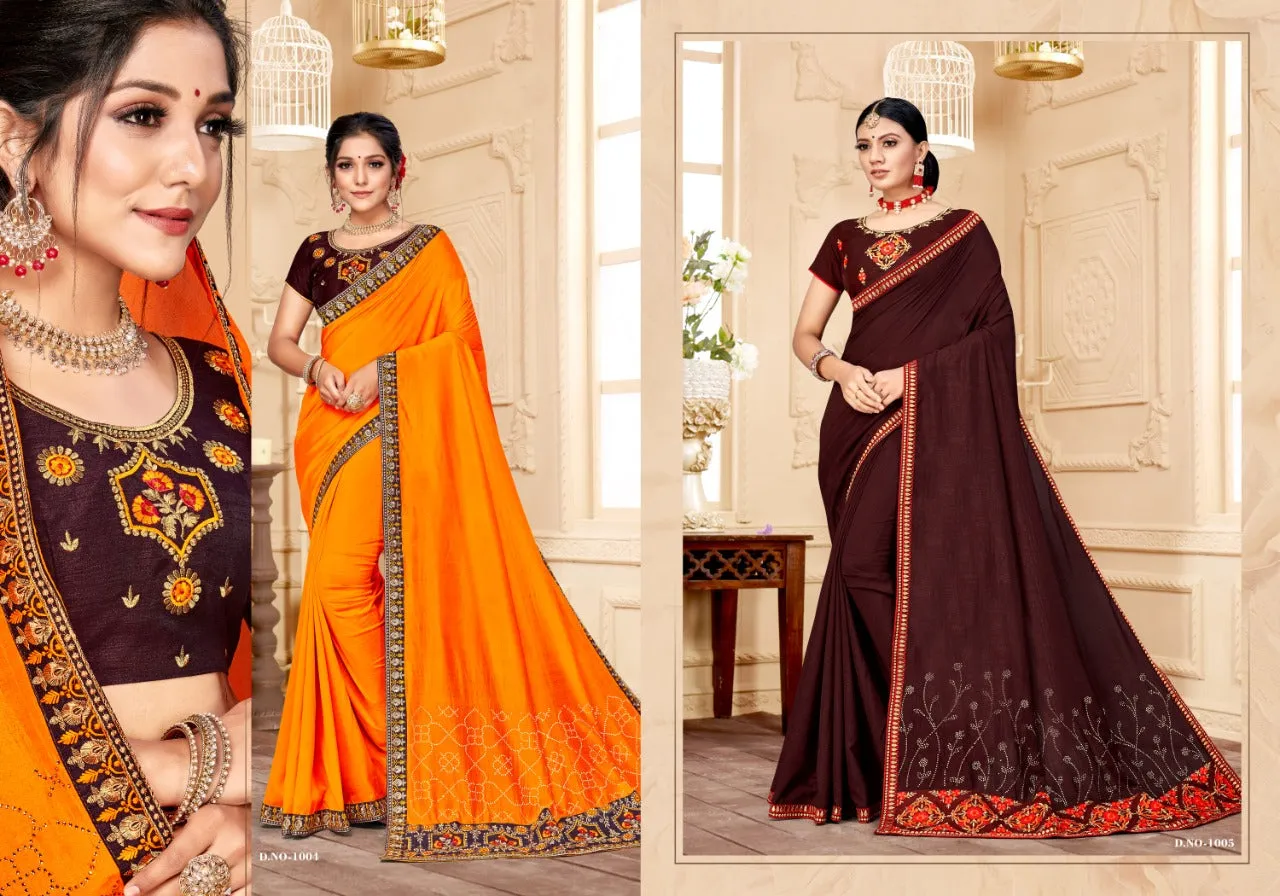 Ranjna Sarees Presents Raisin Vichitra Silk Fancy Designer Sarees