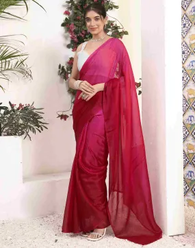 Ready To Wear Red Georgette Plain Saree