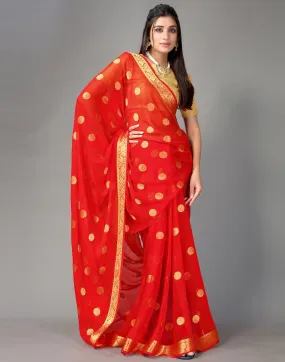 Red Chiffon Saree