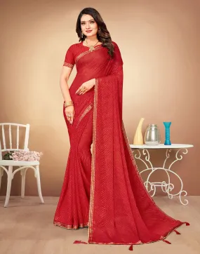 Red Printed Saree