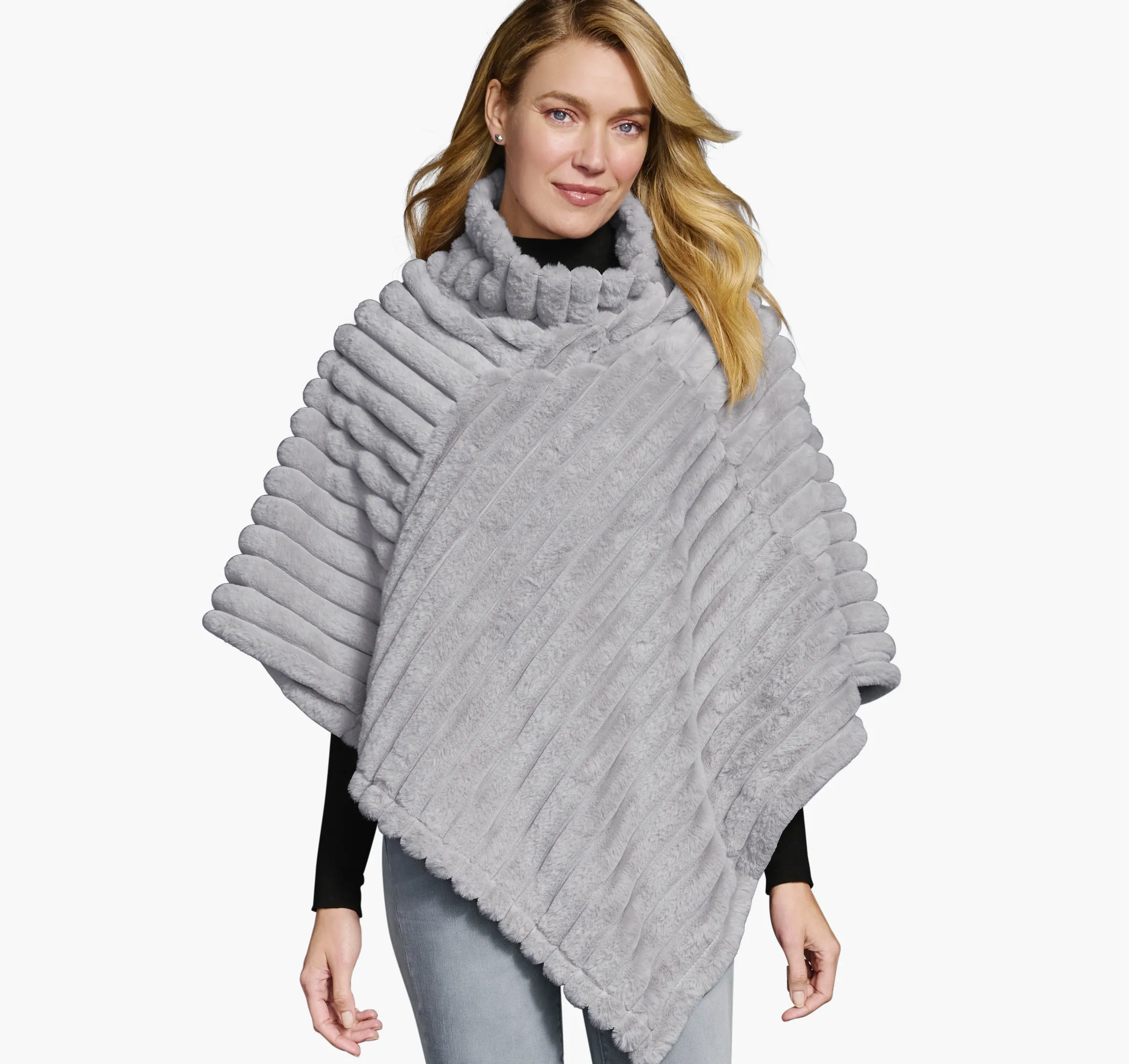 Reversible Faux-Fur Poncho