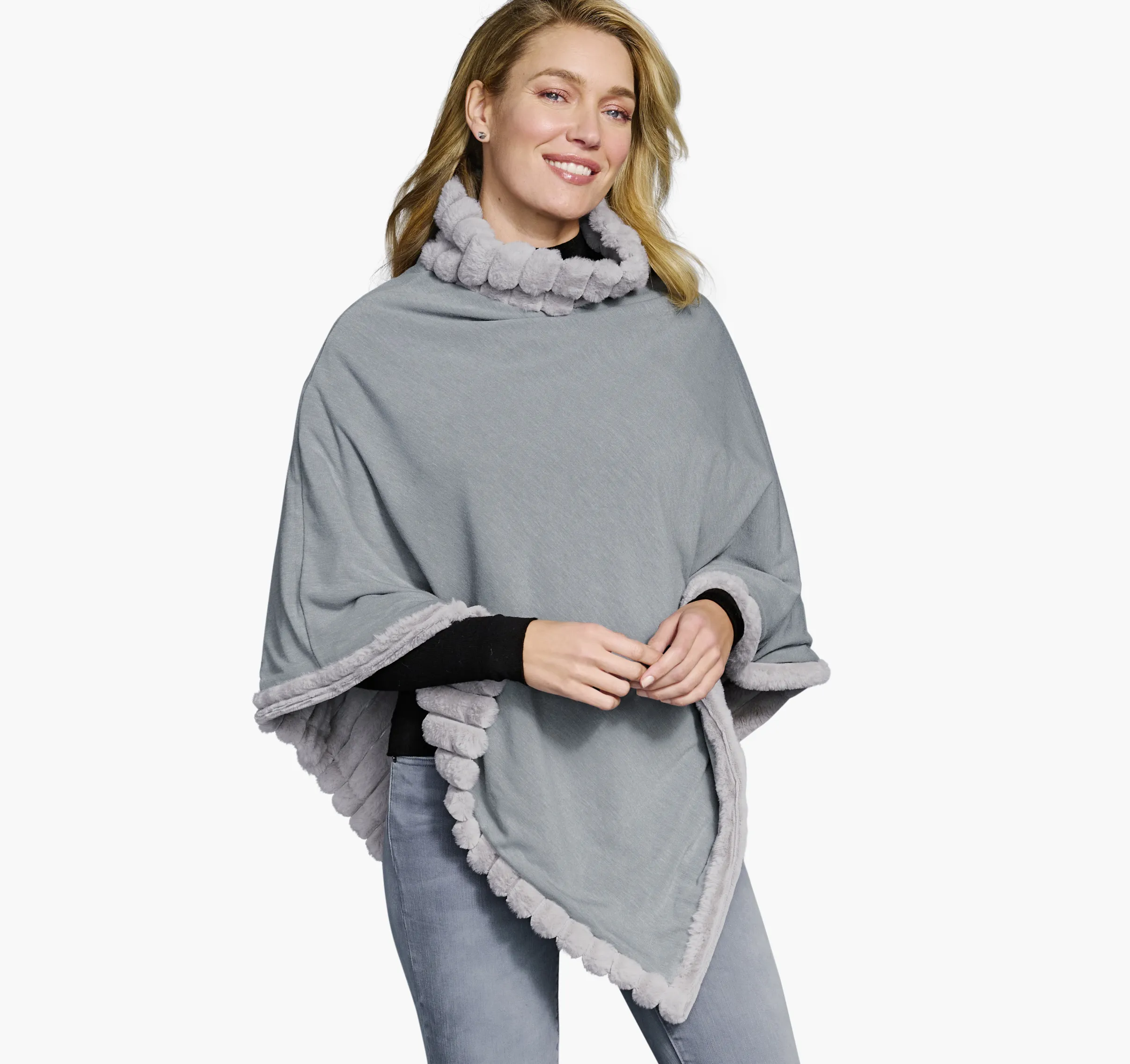 Reversible Faux-Fur Poncho