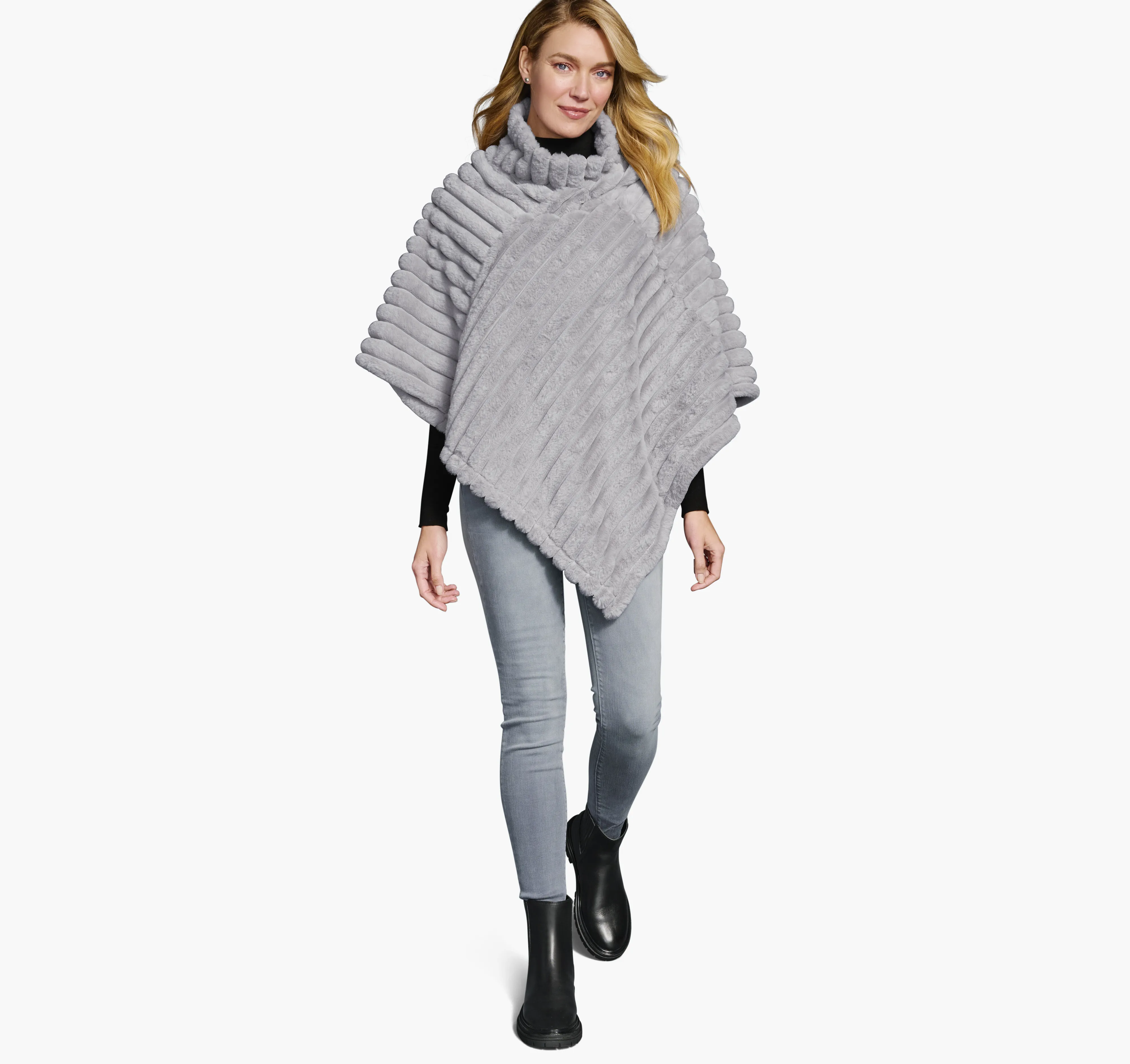 Reversible Faux-Fur Poncho