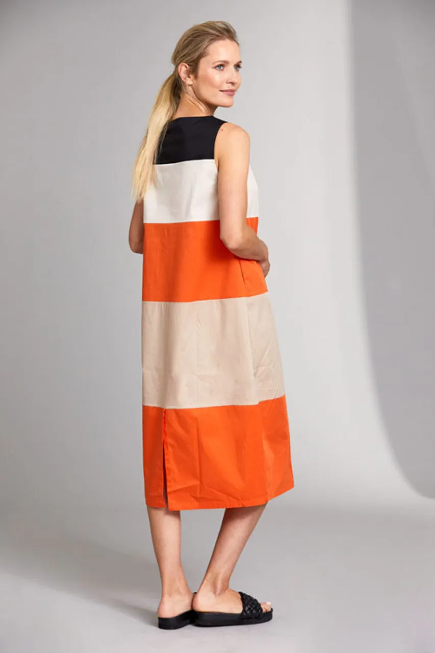 S23155- Cotton Layered Colour Block Dress- Peruzzi