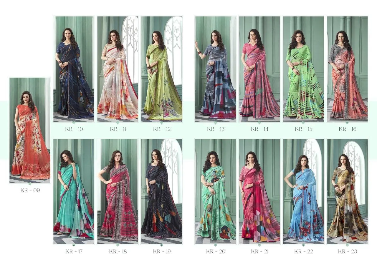 Sahiba Launched Kriza Pure Georgette Printed Border Sarees