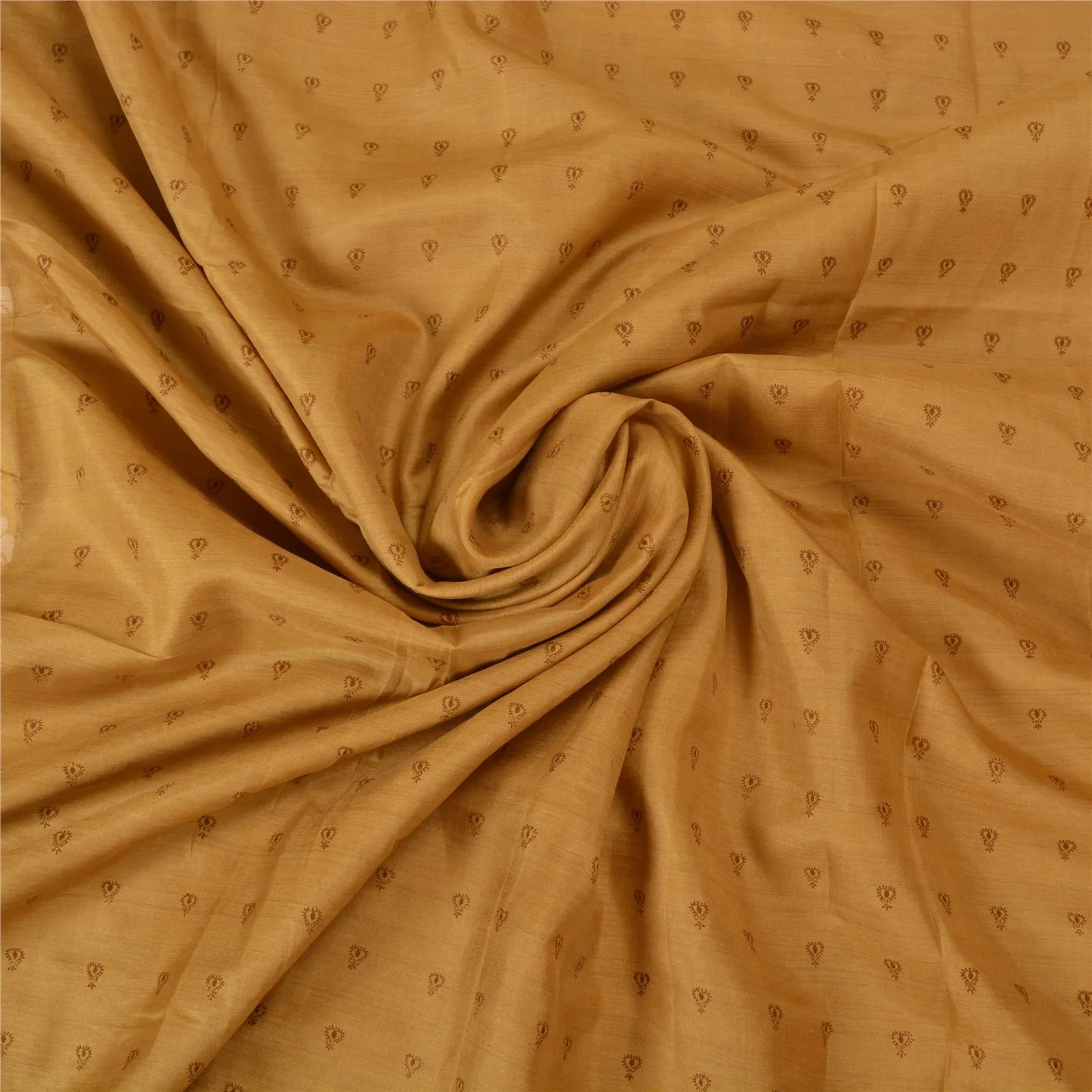 Sanskriti Vintage Mustard Indian Sarees 100% Pure Silk Woven Sari Craft Fabric