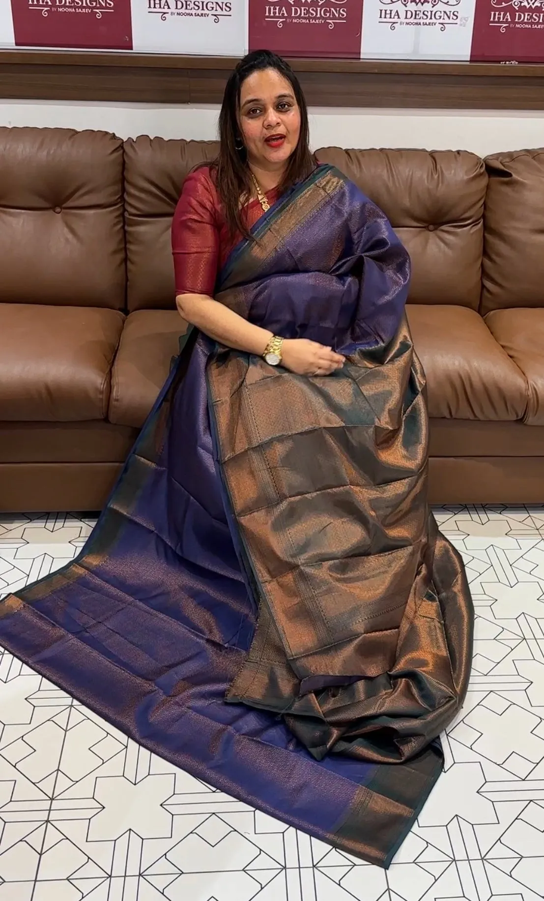 SEMI BROCADE SAREE - IHA 14878