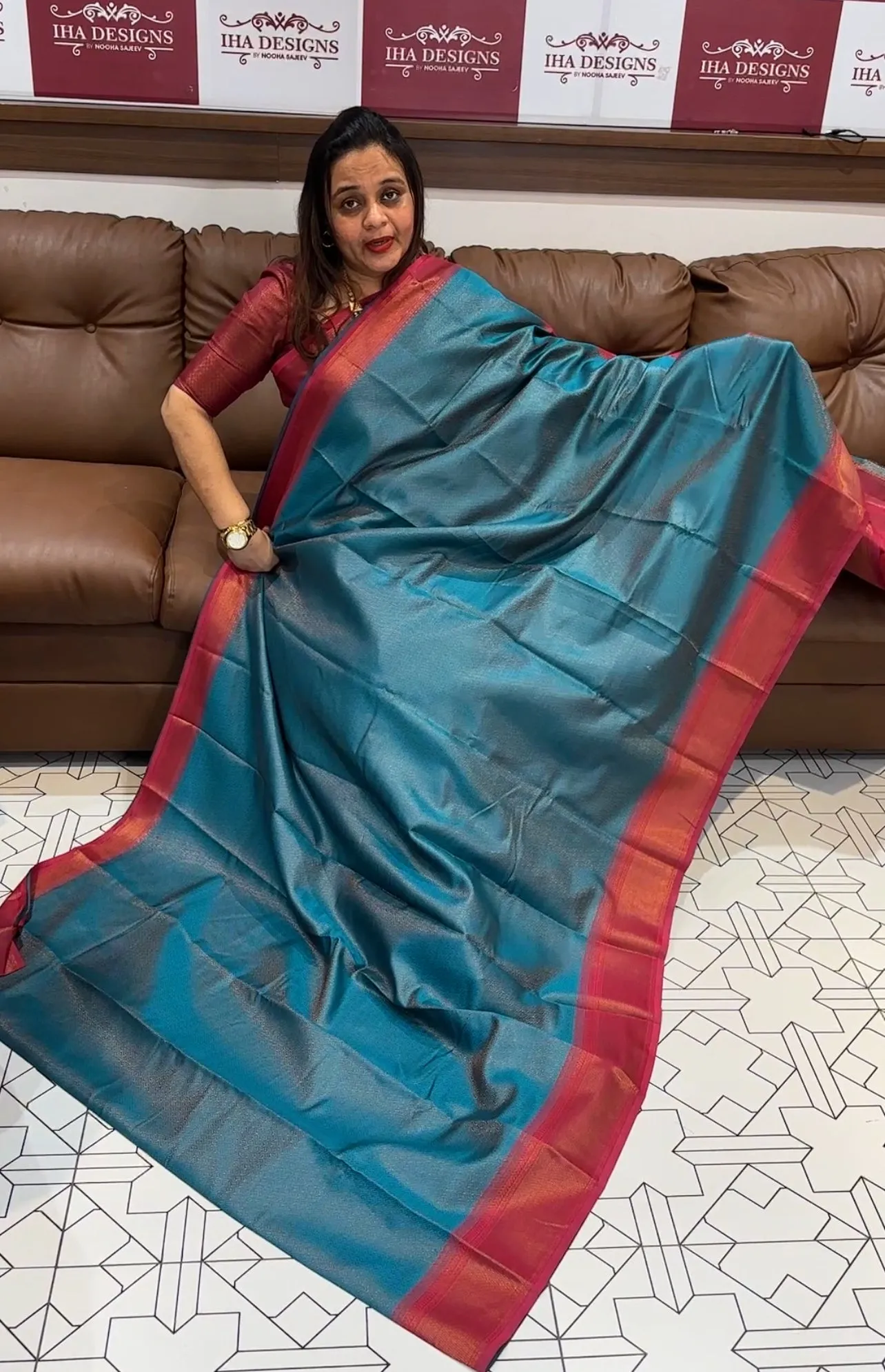 SEMI BROCADE SAREE - IHA 14878