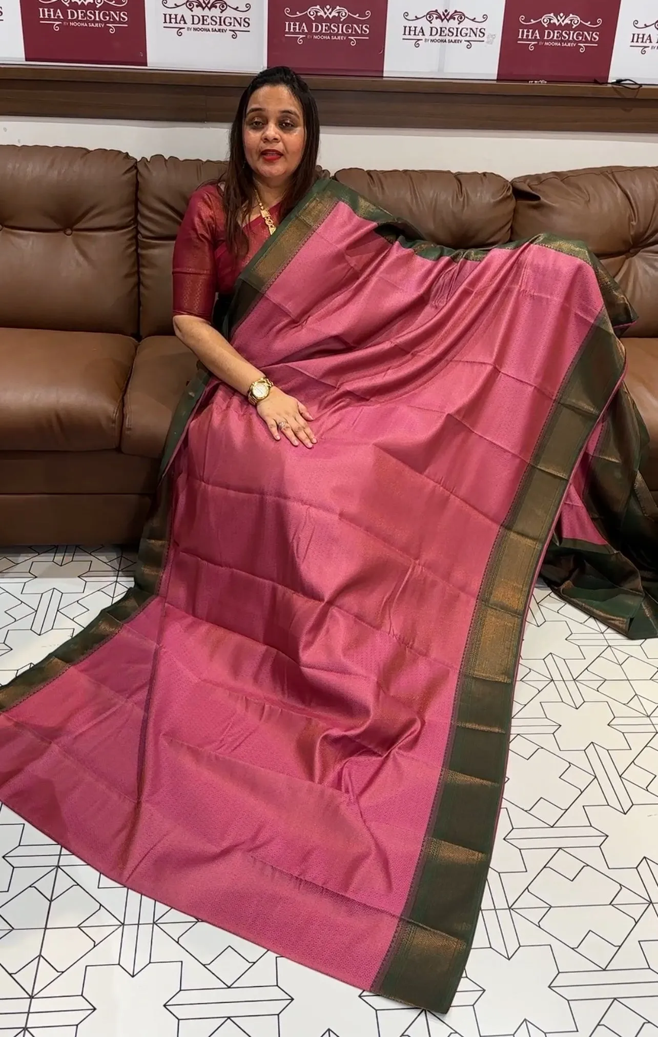 SEMI BROCADE SAREE - IHA 14878